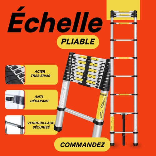 Echelle Télescopique Polyvalente 4,10M – Légère, Sécurisée et Facile à Ranger 🔧